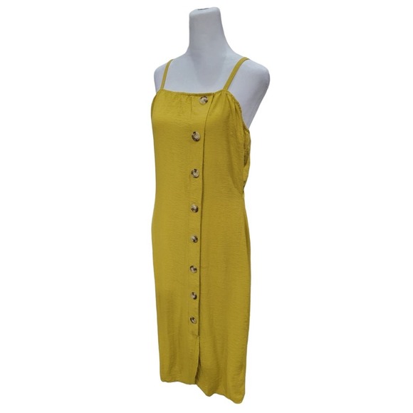 Le Lis Asymmetric Button Front Midi Dress Size Medium Yellow - Picture 8 of 9